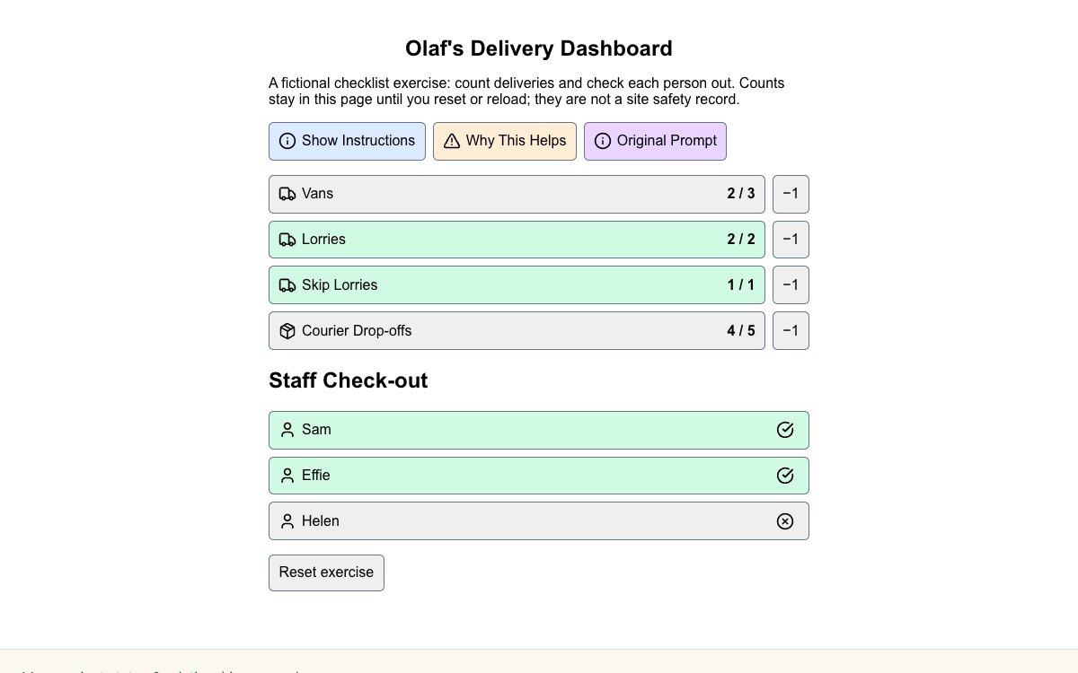 View of the olaf’s afternoon deliveries example