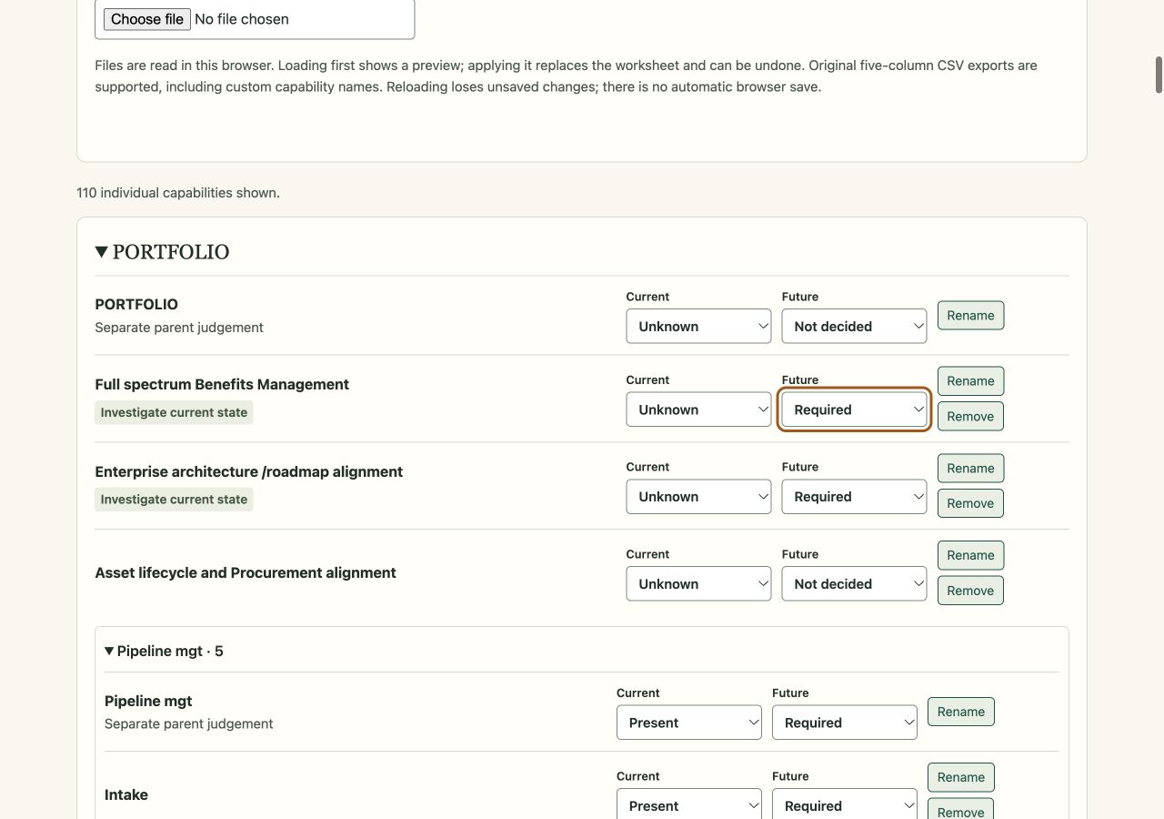 View of the review portfolio-office capabilities example