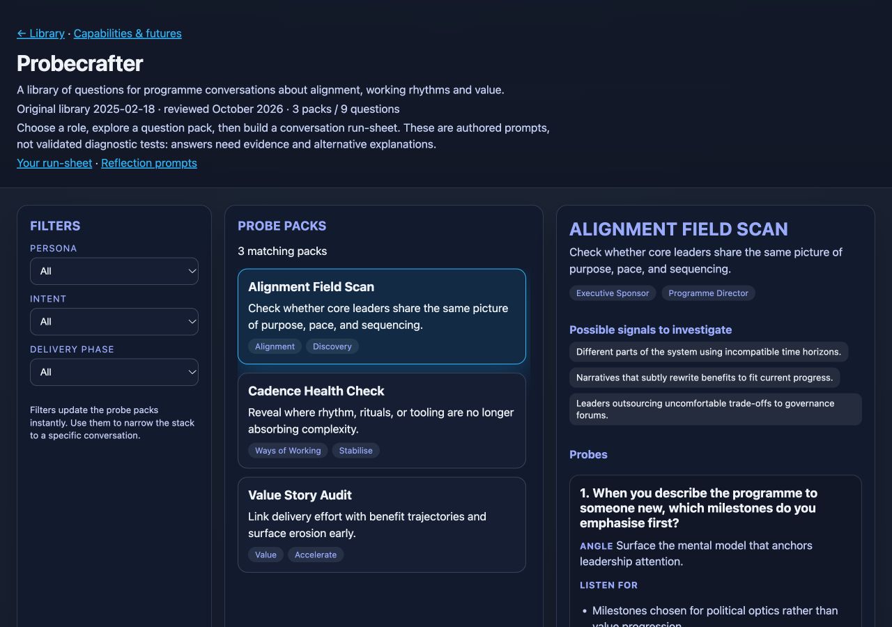 View of the build a more useful programme conversation example